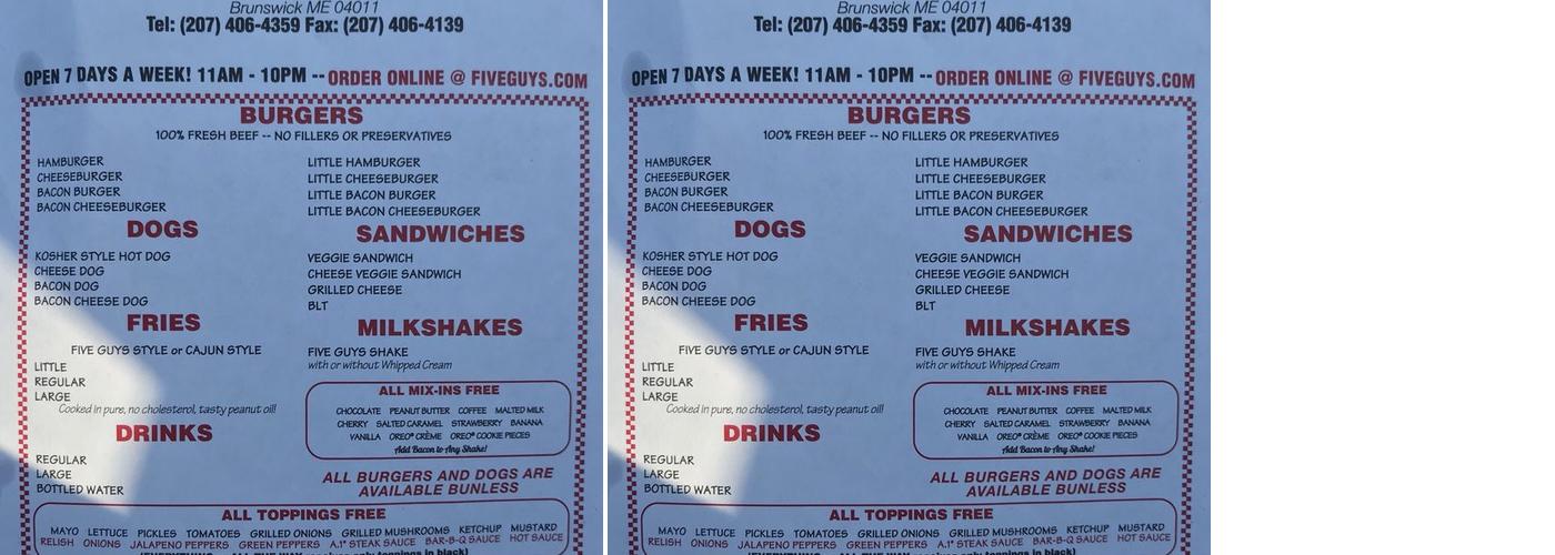 Five Guys Menu