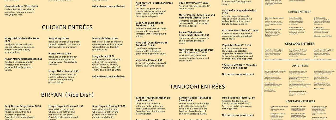 Gateway To India Menu