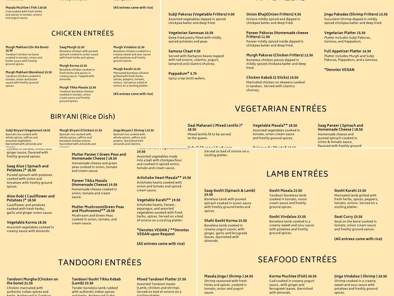 Gateway To India Menu