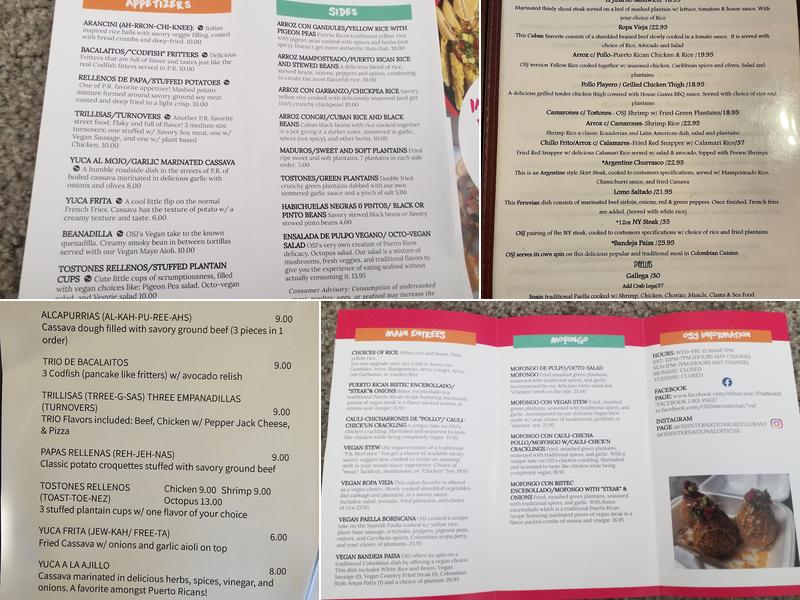 OSJ International Restaurant Menu