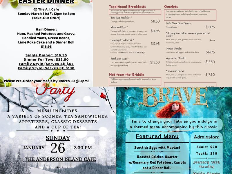 Anderson Island Café Menu