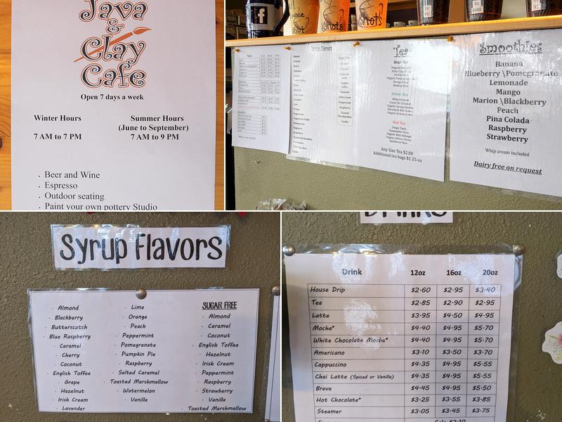 Java & Clay Cafe Menu
