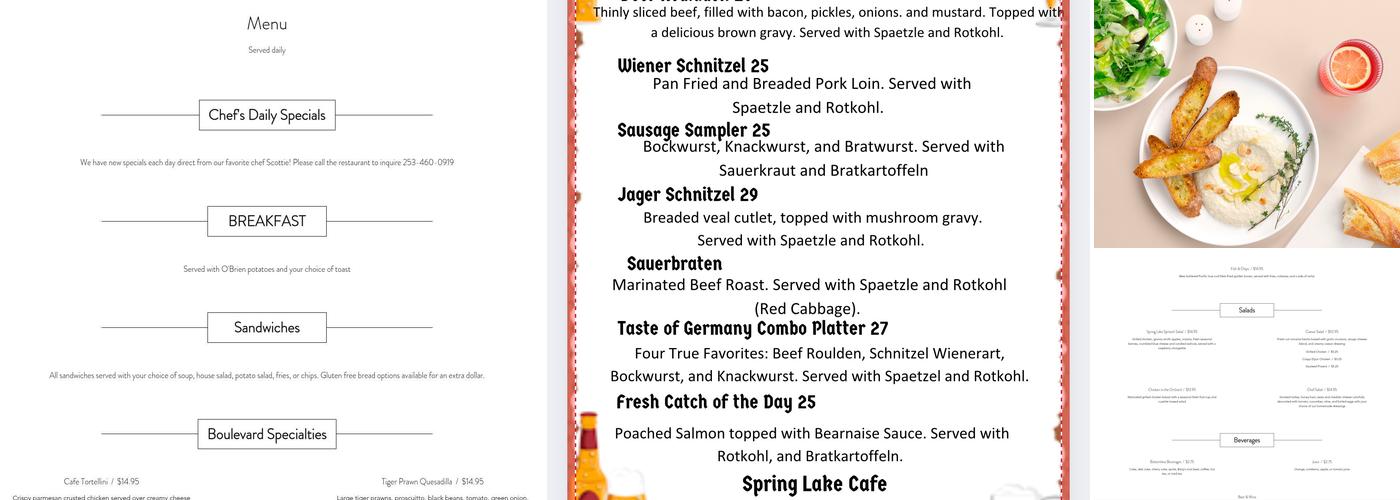 Spring Lake Cafe Menu