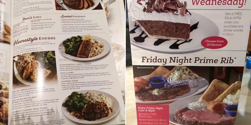 Shari's Cafe and Pies Menu