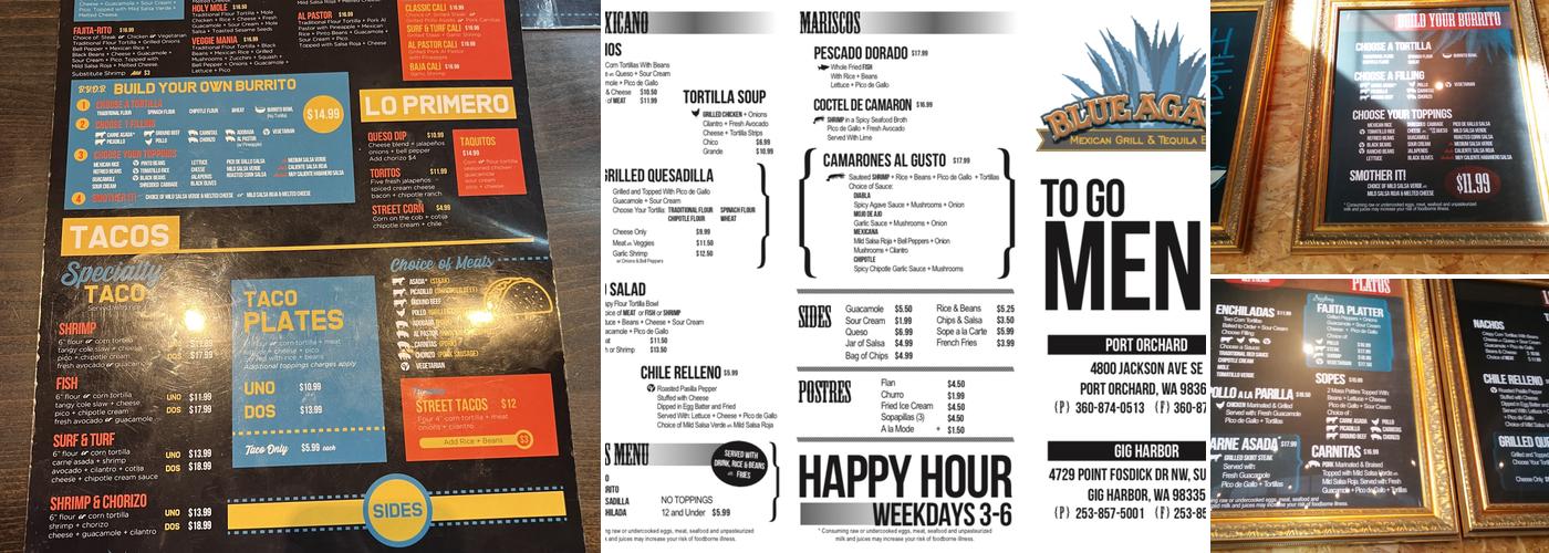 Blue Agave Mexican Grill Menu