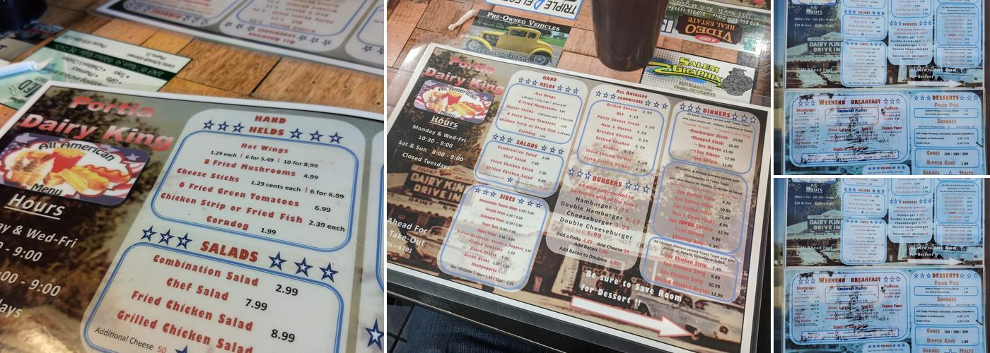 Dairy King Menu