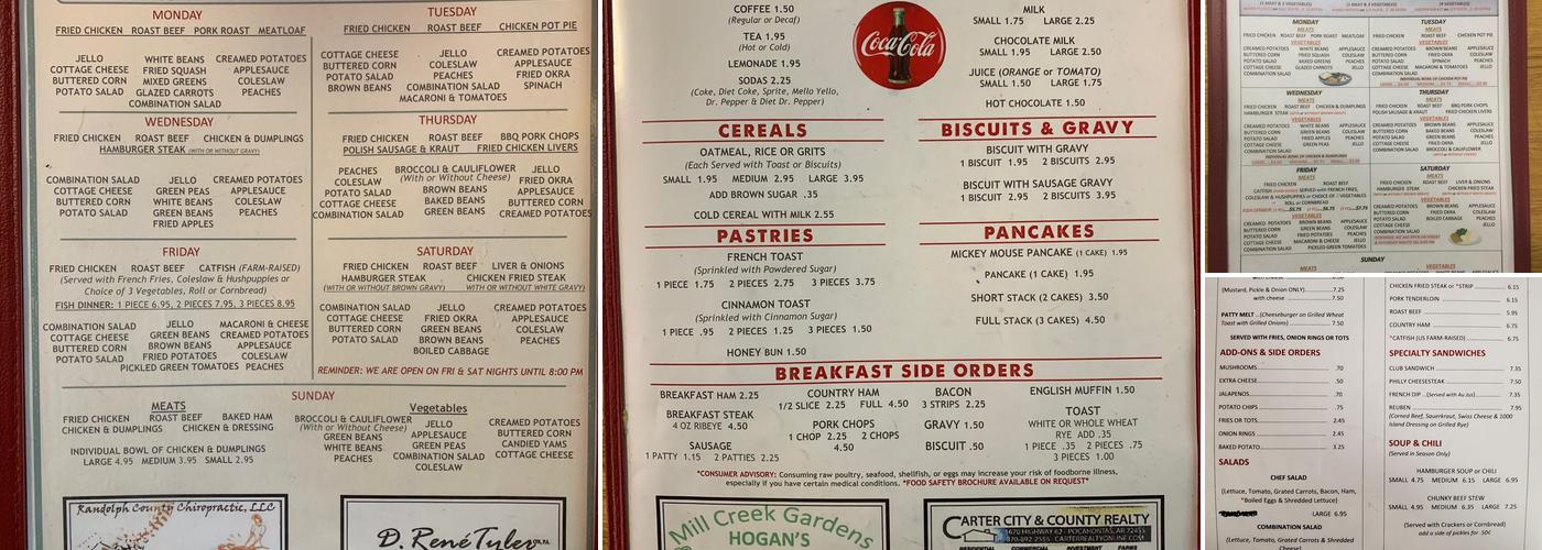 Junction 166 Cafe Menu