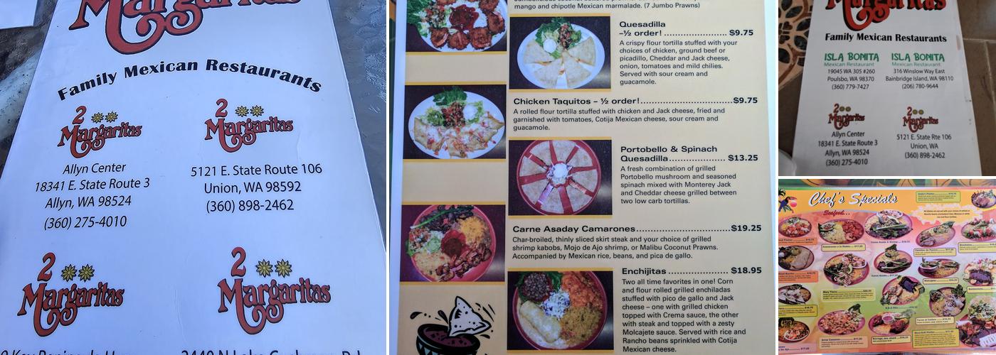 2 Margaritas Restaurant Menu