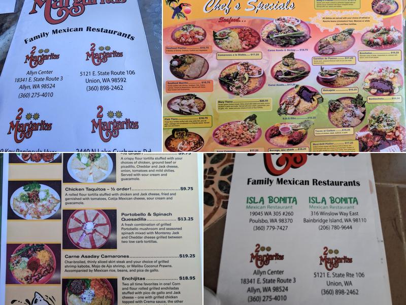 2 Margaritas Restaurant Menu