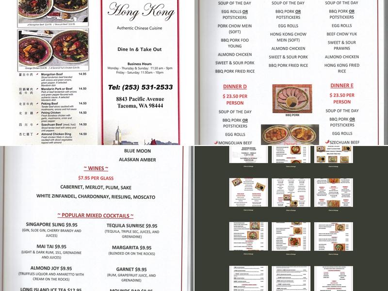 Hong Kong Restaurant Menu