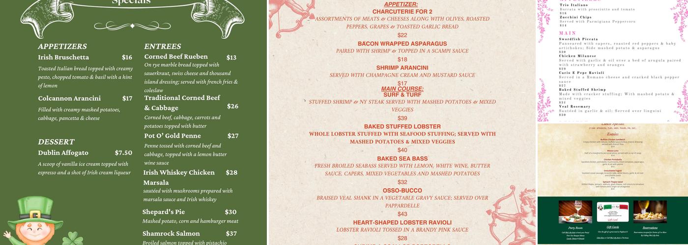 Pagliacci's Restaurant Menu