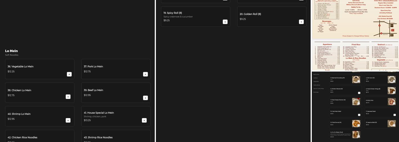 China Sun Buffet Menu