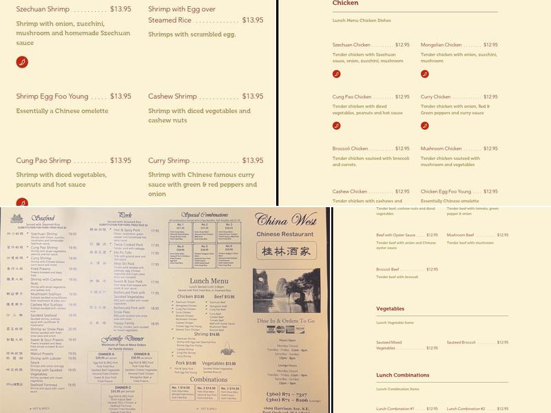 China West Menu