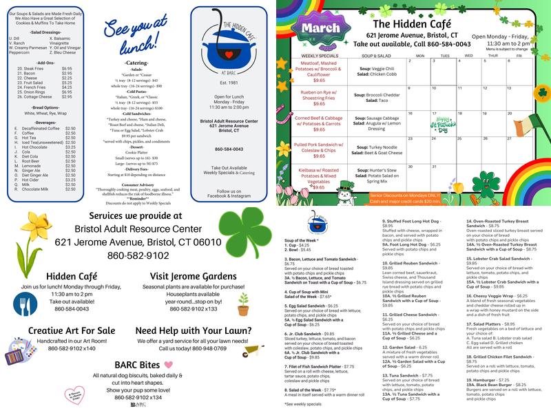 Hidden Cafe Menu