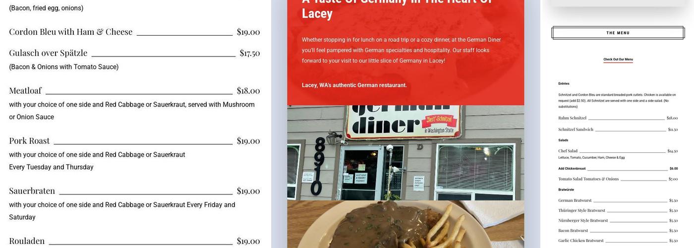 German Diner Menu