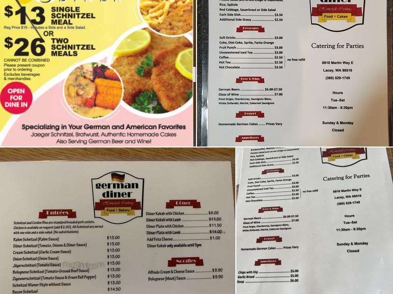 German Diner Menu
