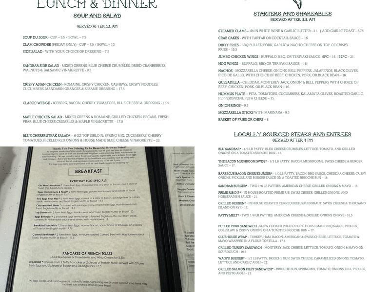 Browns Point Diner Menu