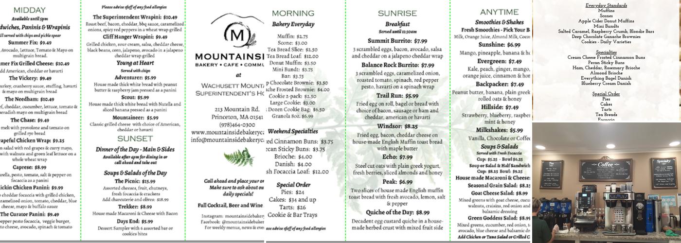 Mountainside Bakery & Cafe Menu