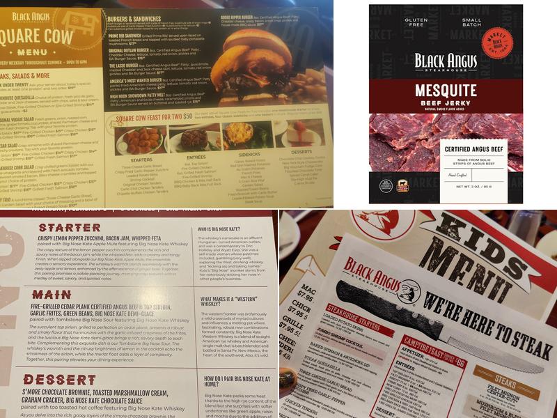 Black Angus Steakhouse Menu