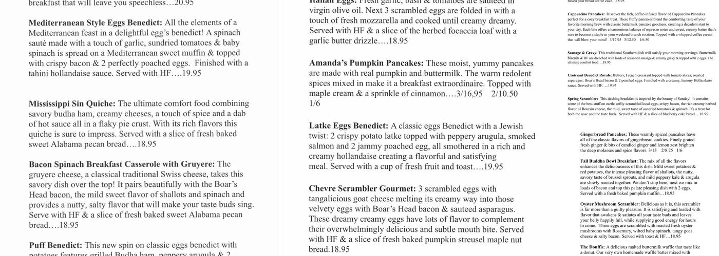 Apple Barn Cafe Menu