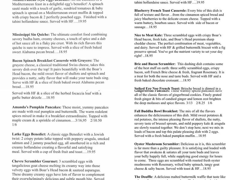 Apple Barn Cafe Menu