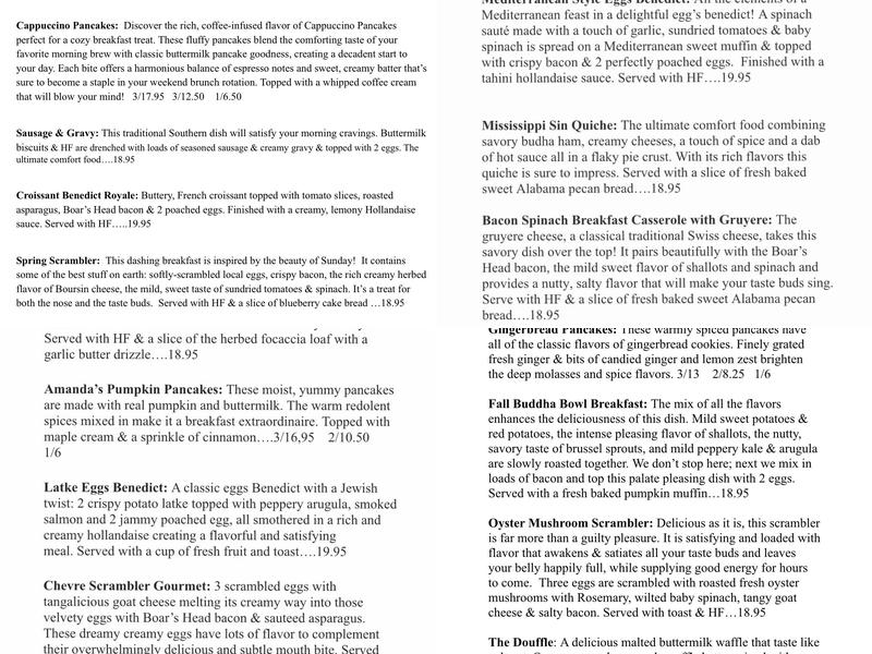 Apple Barn Cafe Menu