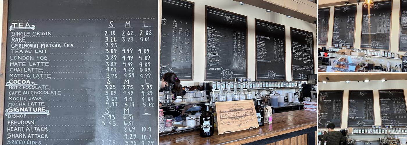 Acoustic Java Roastery & Tasting Room Menu