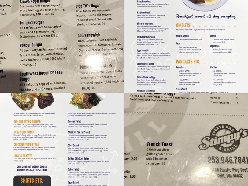 Stimpy’s Sports Bar and Grill Menu