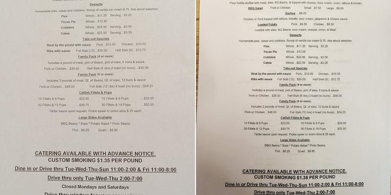 Brown's Delta Bar-B-Q Menu