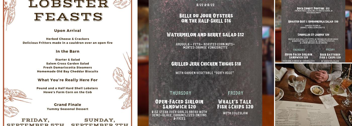 Salem Cross Inn Menu