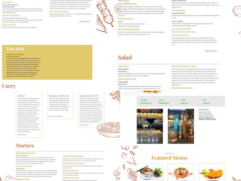 Lele Gig Harbor Menu