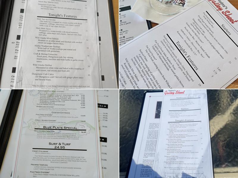 Anthony's At Point Defiance Menu