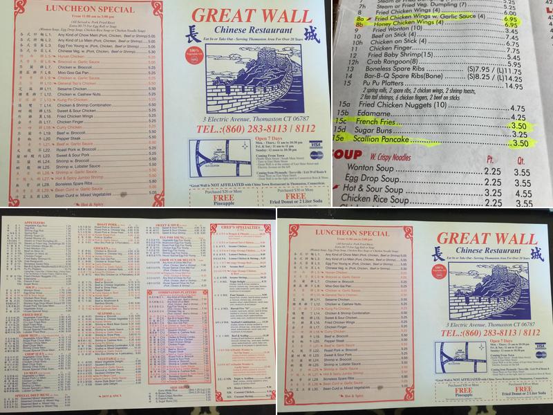 Great Wall Kitchen Menu