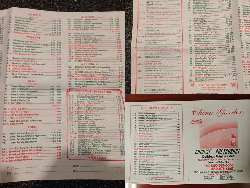 China Garden Menu