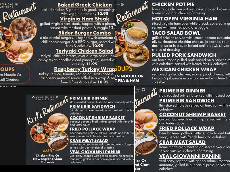 Kizl's Restaurant Menu