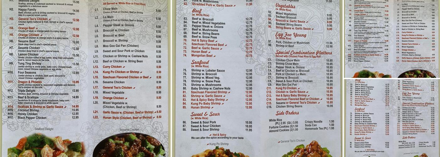 China One Chinese restaurant Menu