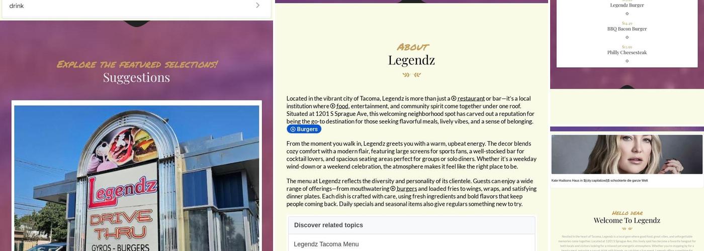 Legendz Menu