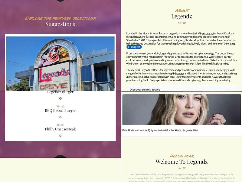 Legendz Menu
