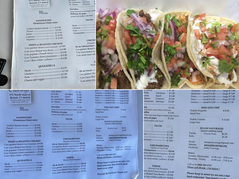 Latin Cravings Menu