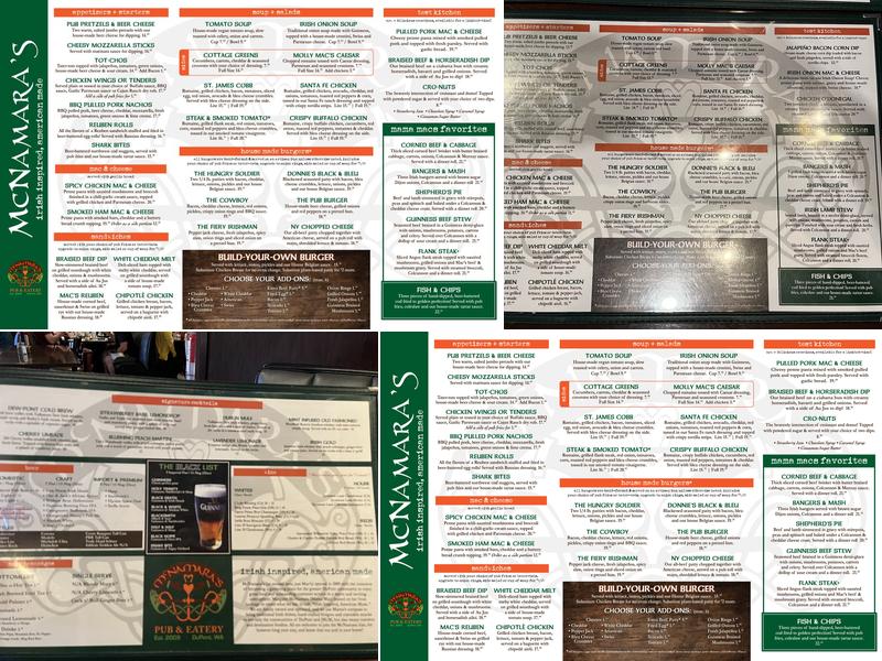 McNamara's Pub & Eatery Menu