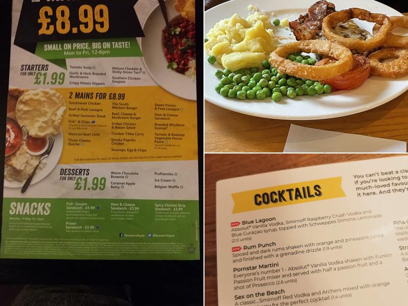 Central Park Brewers Fayre Menu