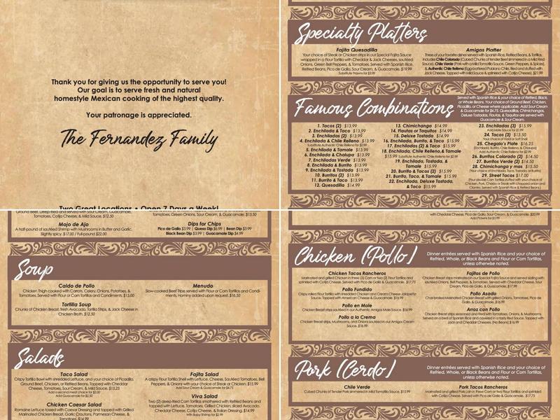 Mis Tres Amigos Mexican Restaurant & Cantina Puyallup Menu