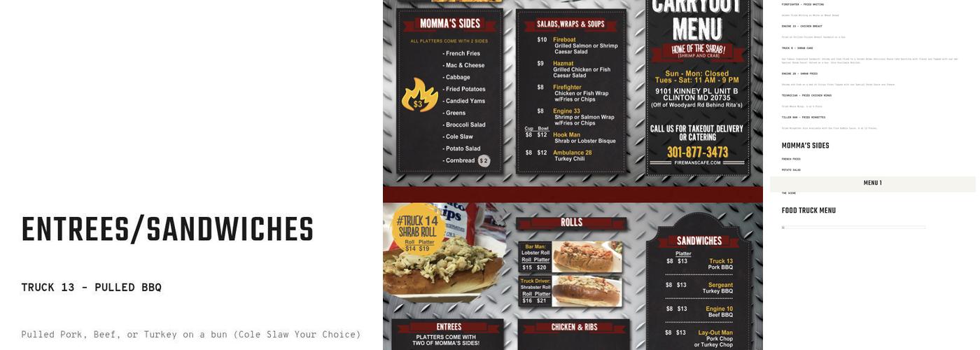 Fireman's Cafe Menu