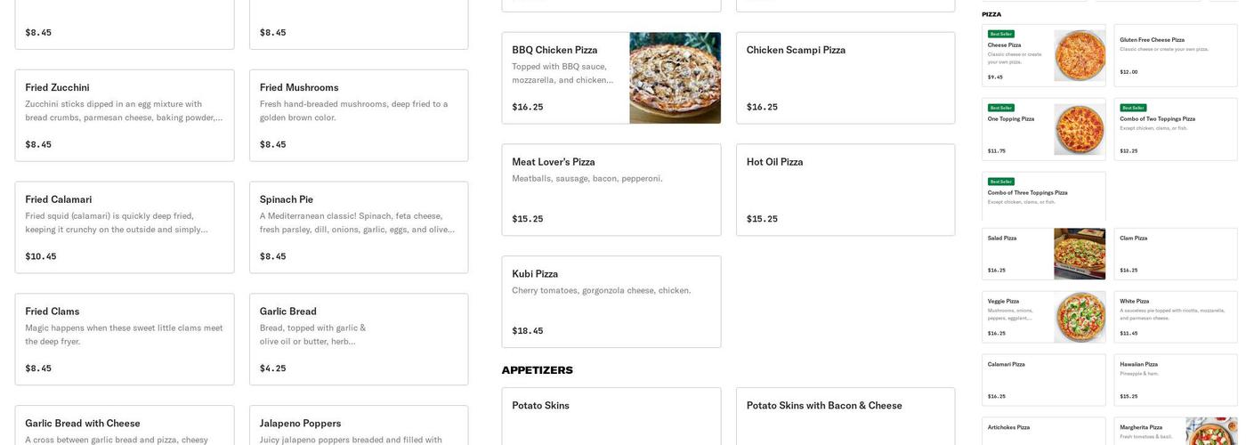 Captain's Pizza Menu
