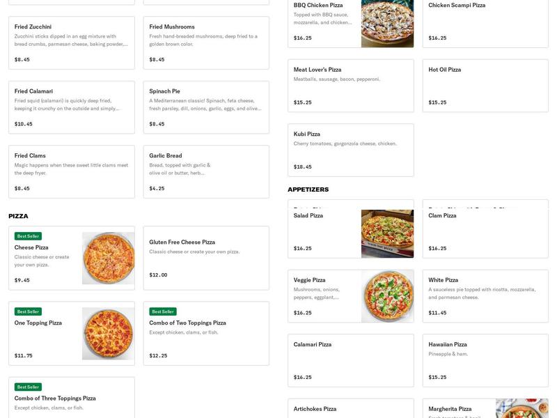 Captain's Pizza Menu