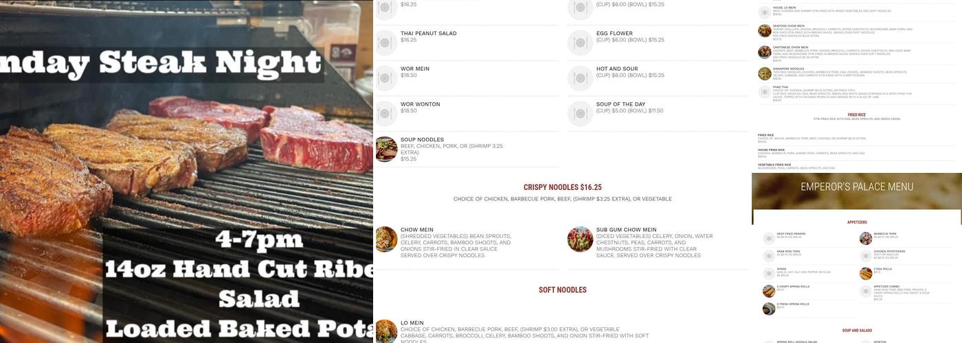 Emperor's Palace Lacey Menu