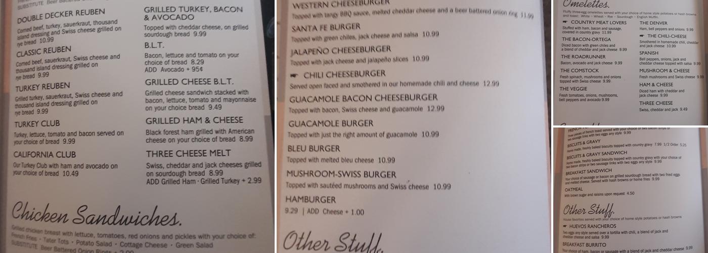 Roadrunner Cafe Menu