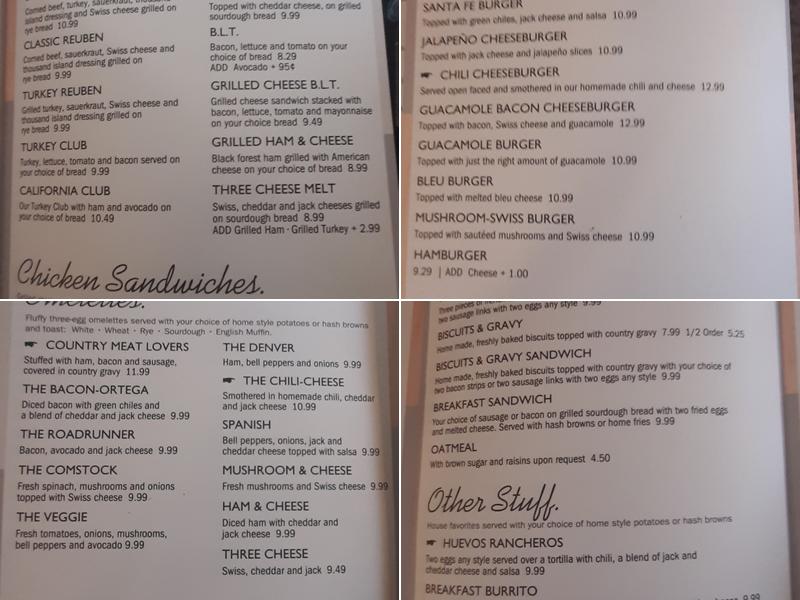 Roadrunner Cafe Menu