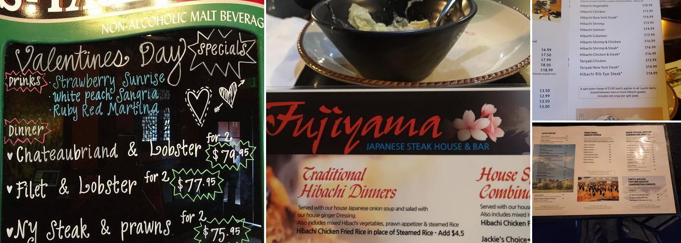 Fujiyama Japanese Steakhouse Menu