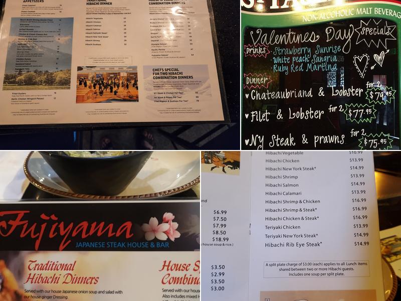 Fujiyama Japanese Steakhouse Menu